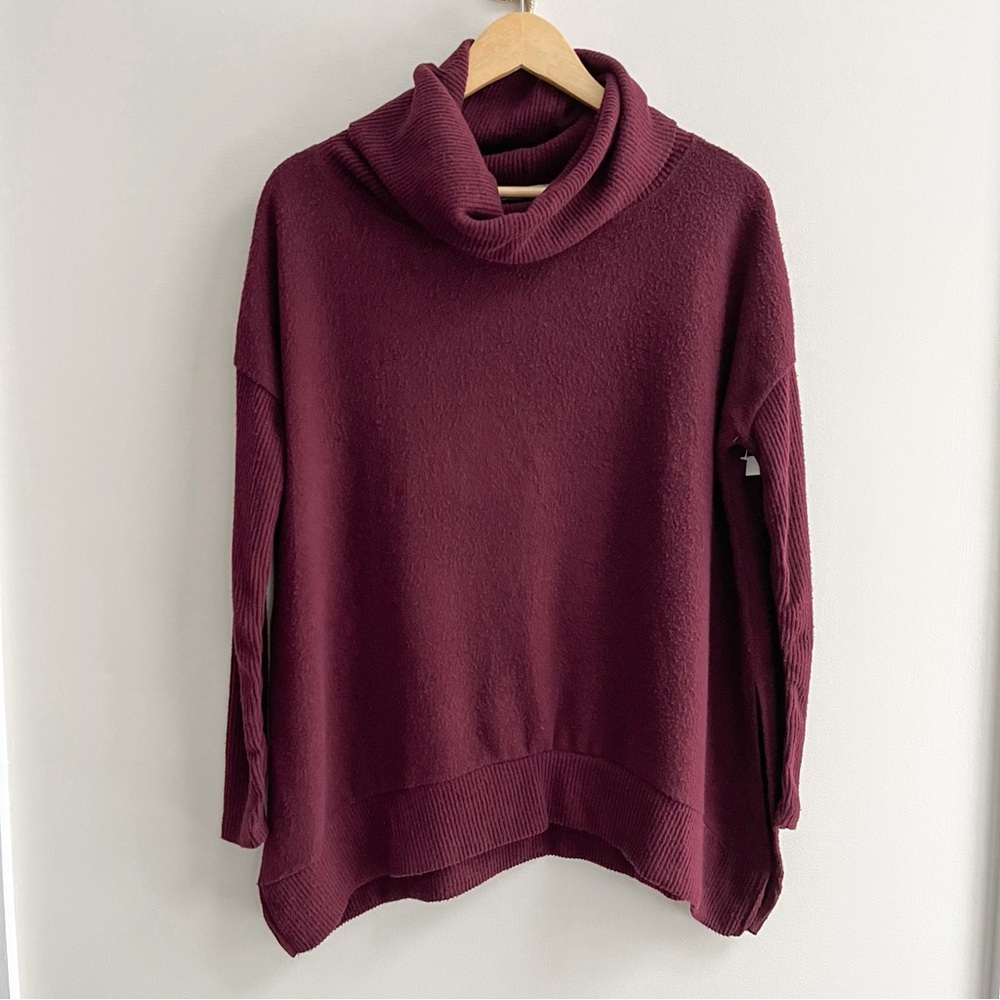 [sweet romeo] soft cowl neck tunic sweater wine